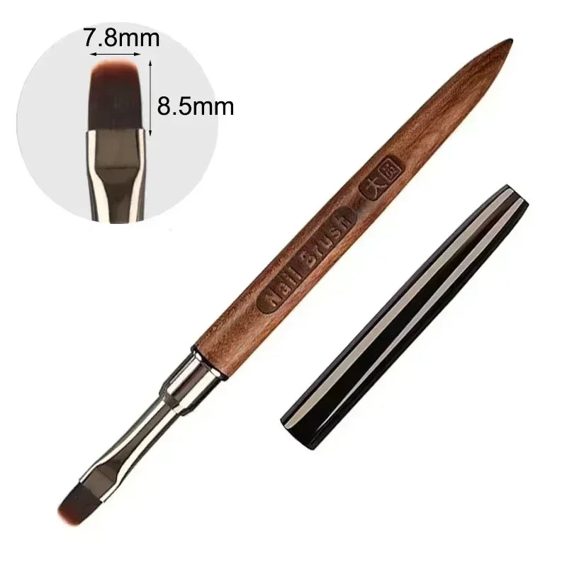 Wood Gel Painting Brush Nail Art for Gel Tip Extension Acrylic Builder Accessory Nail Art Brushes Manicure UV Gel Nails Brush Zpaxo 8.5mm-Brown