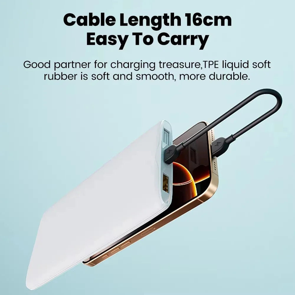 60W USB-C to USB-C Fast Charging Keychain Cable – 16cm USB-C Charging Cable Zpaxo