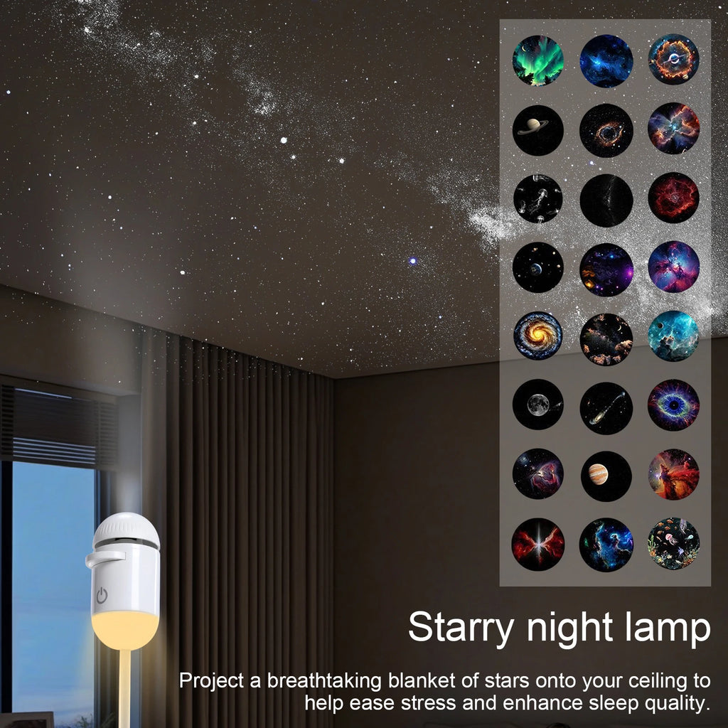 Usb Mini Galaxy Star Projector 24 Sliding Projection Films Starry