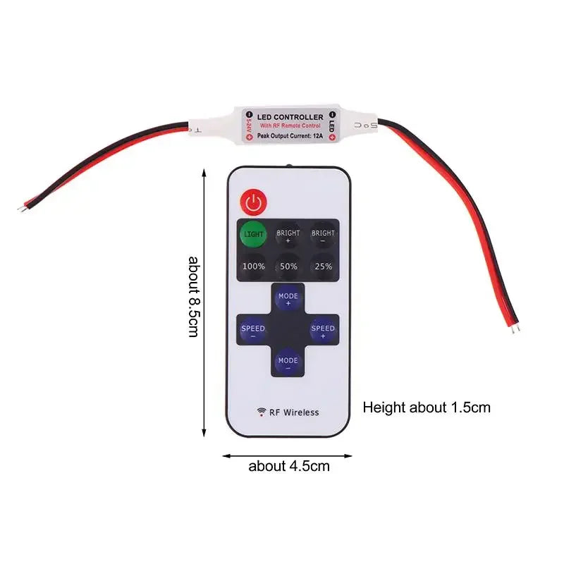 1Pcs 5-24V Led Dimmer Controller RF 11-Key Monochrome Montroller Wireless Remote Control For LED Strip Light Zpaxo