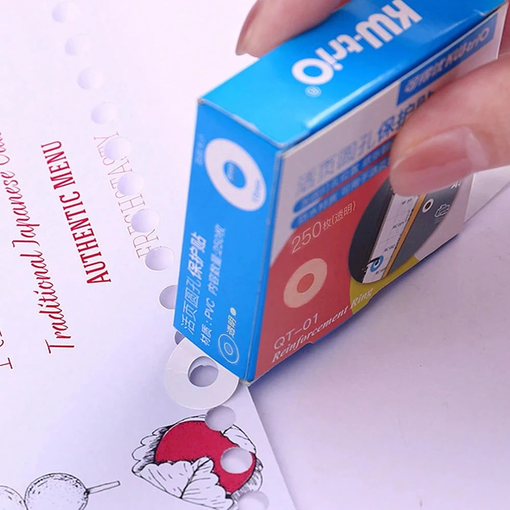 250Pcs Self Adhesive Hole Punch Protector Reinforcement Stickers Loose Leaf Paper Reinforcement Ring Labels for Office School Zpaxo