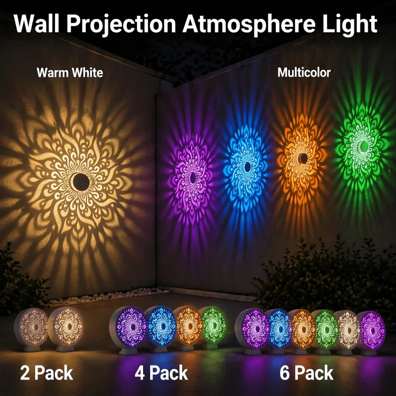 Colorful Mandala Wall Lamp Solar Garden Decorative Lighting