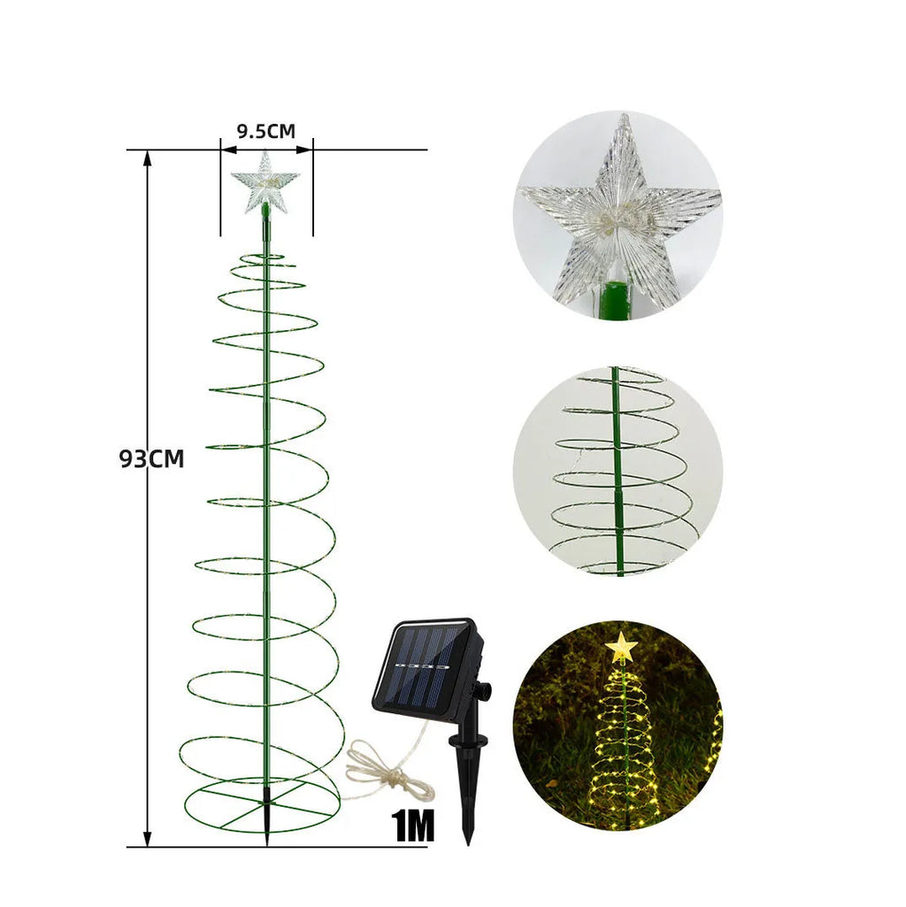 Christmas Tree Light Solar Outdoor Garden Warm LED Ground Lamp String Zpaxo