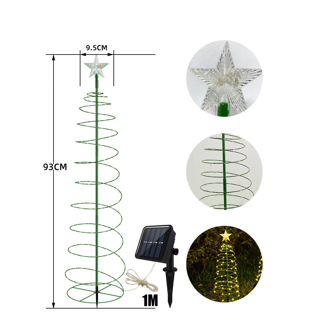 Christmas Tree Light Solar Outdoor Garden Warm LED Ground Lamp String Zpaxo