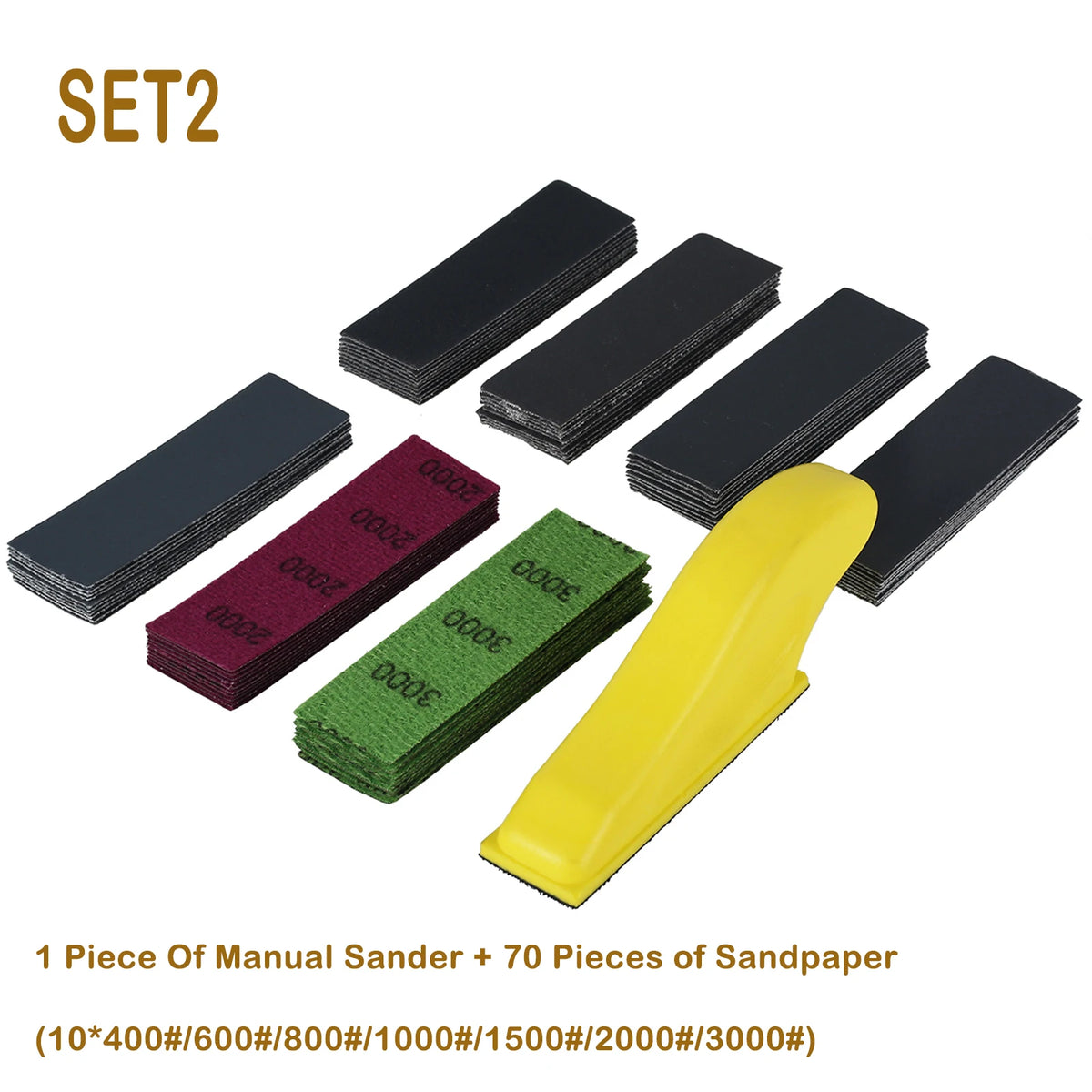 70/48Pcs Rectangle Sandpaper 120-7000 Grit Multifunctional Sanding Sheet with Sanding Block Coarse & Fine Sandpaper Hand Sander Zpaxo SET2