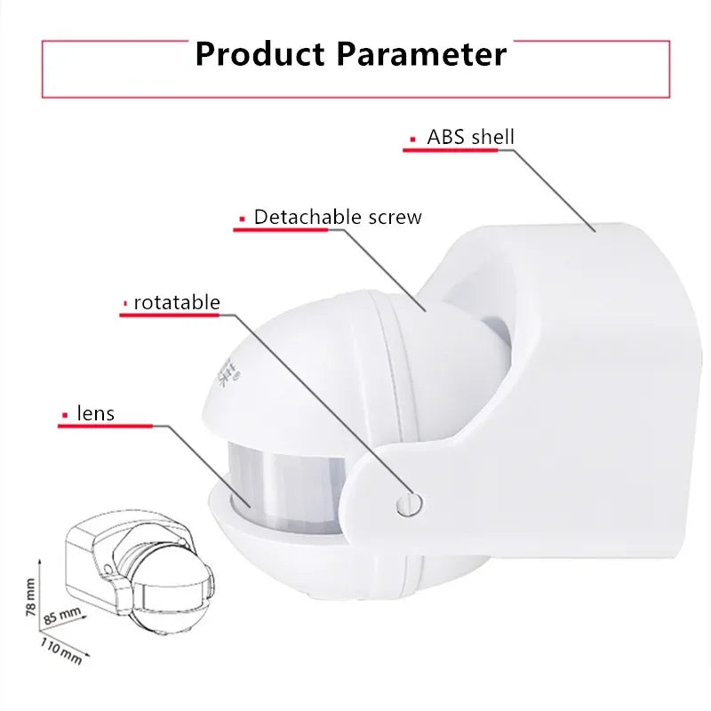 AC 220V-240V 110V 180 Degree Outdoor IP44 Security PIR Infrared Zpaxo