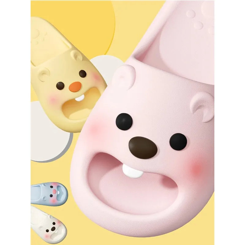 SHAJI Unisex Couple Cute Beaver EVA Slides All Season Breathable
