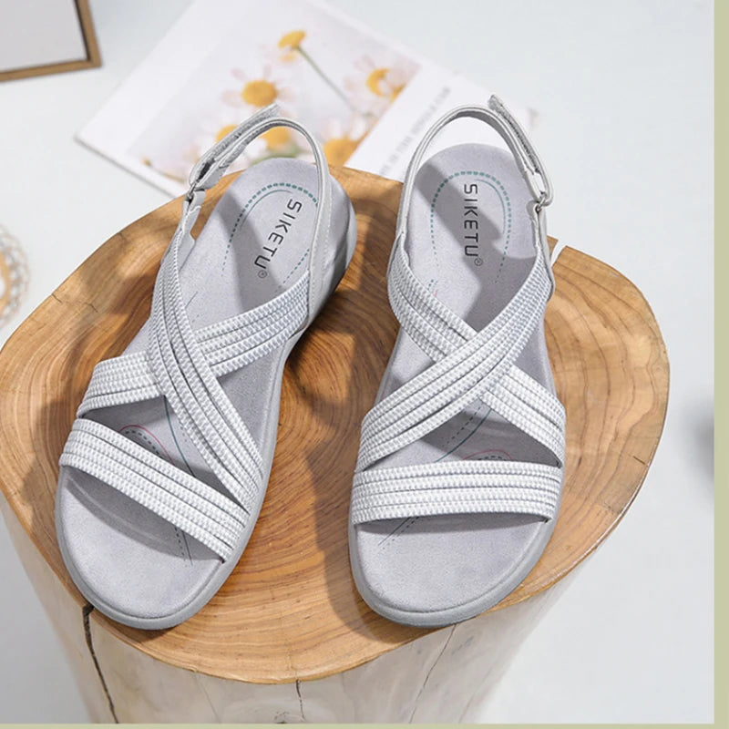 Summer Comfortable Woven Strap Wedge Sandals Adjustable Non Slip Big Zpaxo