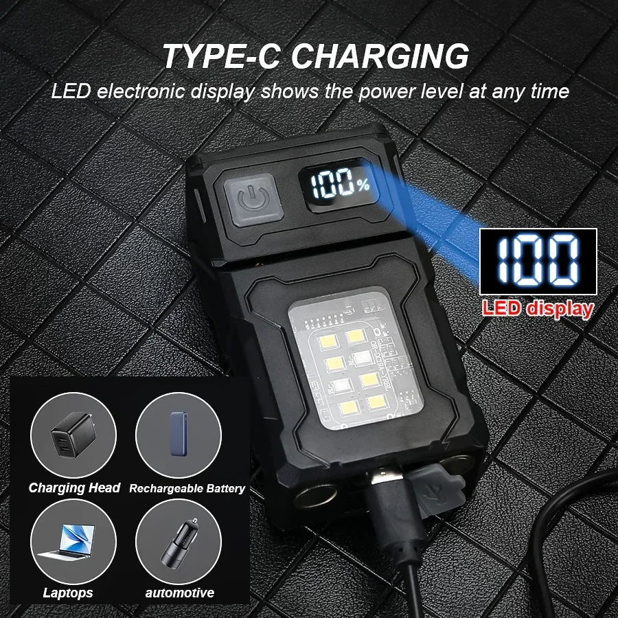 ESMARTER Mini COB LED Flashlight – USB-C, 8 Modes, Magnet