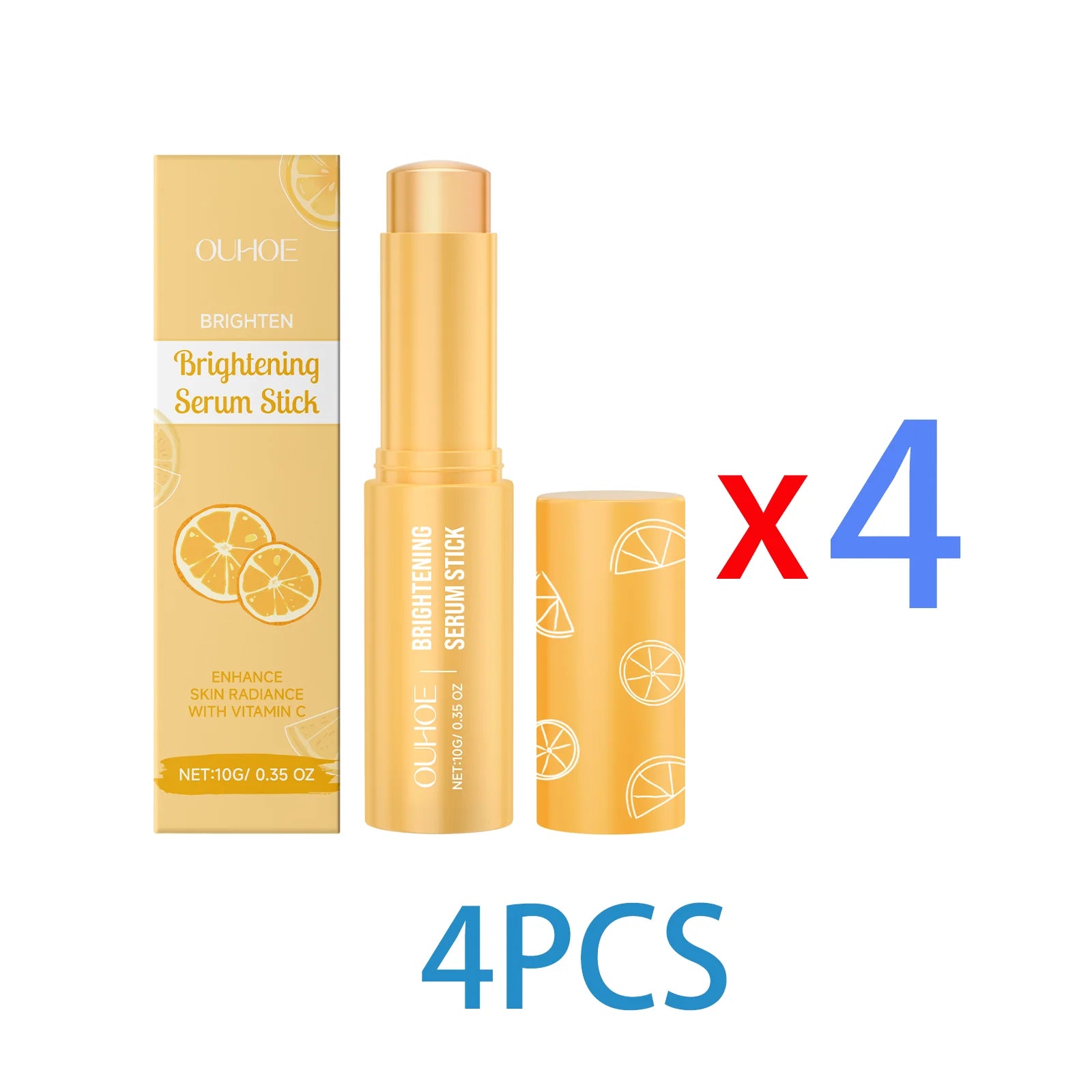 Vitamin C Brightening Essence Stick Face Hydrating Glow Boosting Moisturizer Bar Portable Illuminating Serum for Dull Skin 10g Zpaxo 4PCS