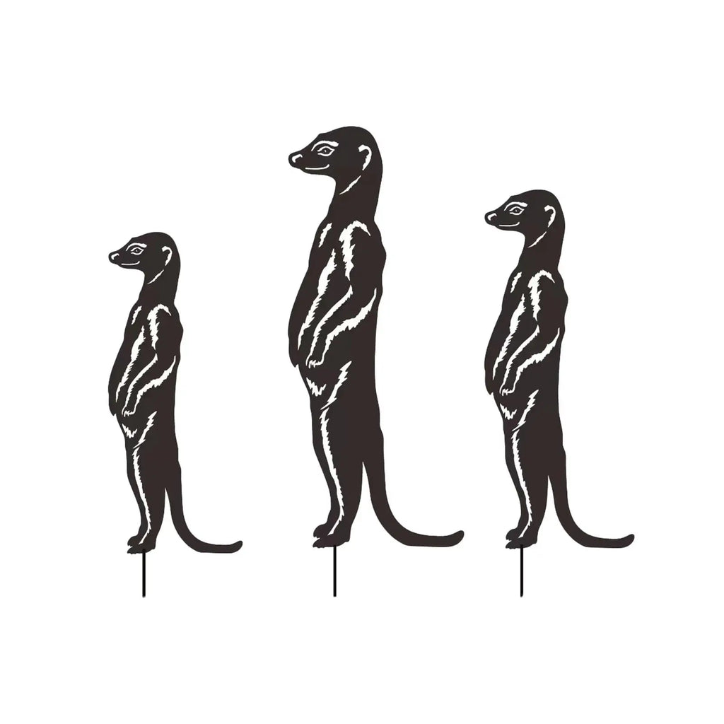 3-Pack Meerkat Garden Stakes – Metal Silhouette Yard Art Decor Garden Statue Stakes Zpaxo