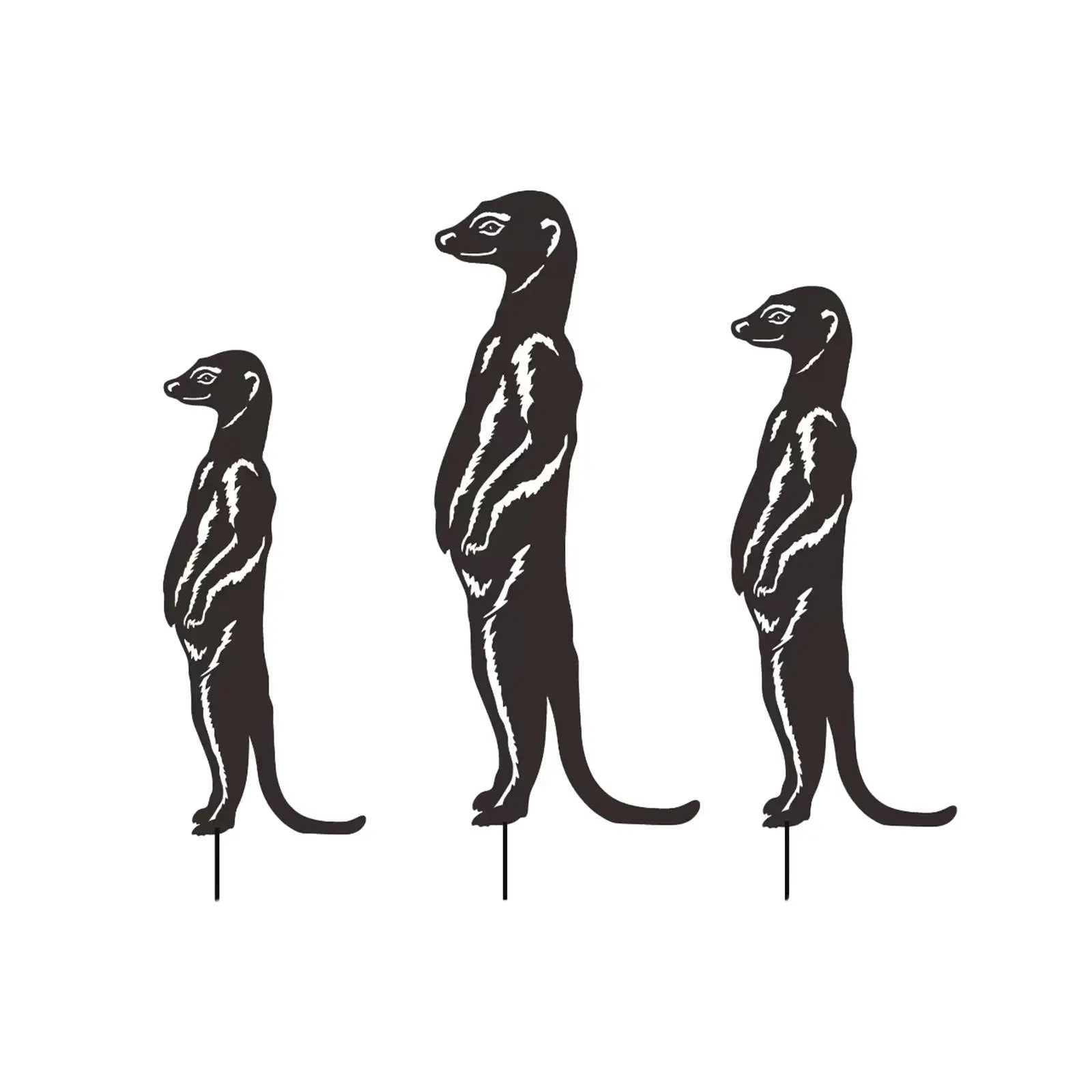 3-Pack Meerkat Garden Stakes – Metal Silhouette Yard Art Decor Garden Statue Stakes Zpaxo