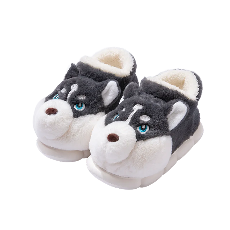 Women Indoor Cotton Slippers Cute Cartoon Dog Winter Warm Shoes Zpaxo Black 40-41