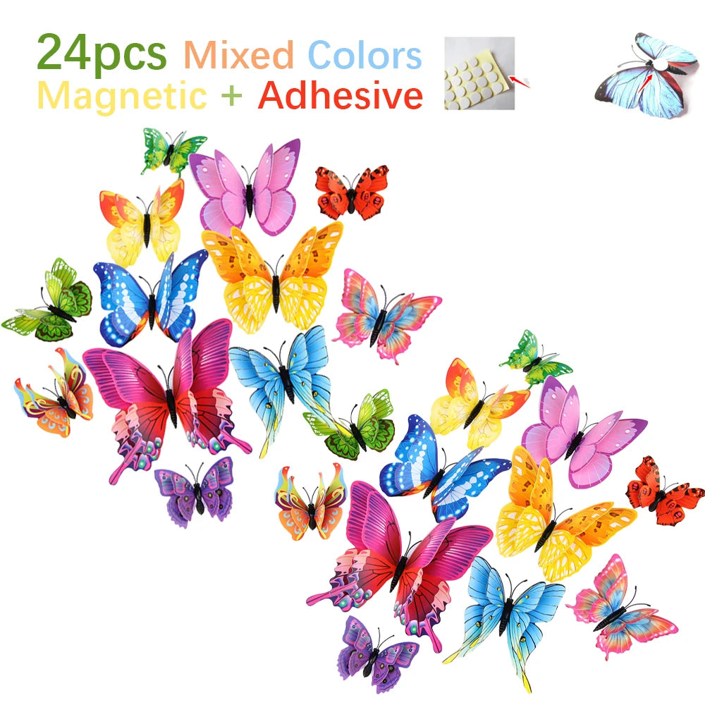 3D Butterfly Wall Stickers & Fridge Magnets – 12/24pcs