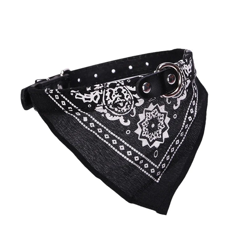 Adjustable PU Polyester Knit Pet Bandana Collar Scarf Saliva Towel Zpaxo Black XS-suit 1.5-3.5kg