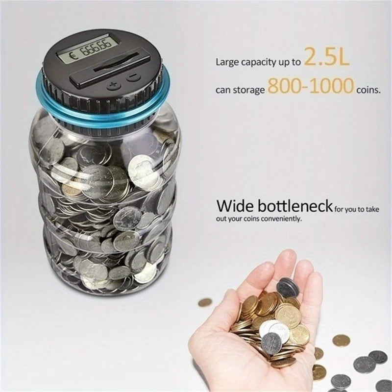 Clear Coin Saver Battery Operated Money Bank Large Bucket Savings Box
