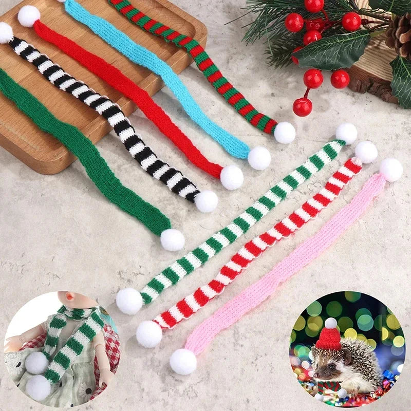 2025 Christmas Mini Knitted Doll Scarf Hat Polyester Hair Ball