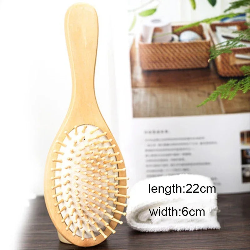 Wood Comb Professional Healthy Paddle Cushion Hair Loss Massage Brush Hairbrush Comb Scalp Hair Care Healthy bamboo comb Zpaxo Medium
