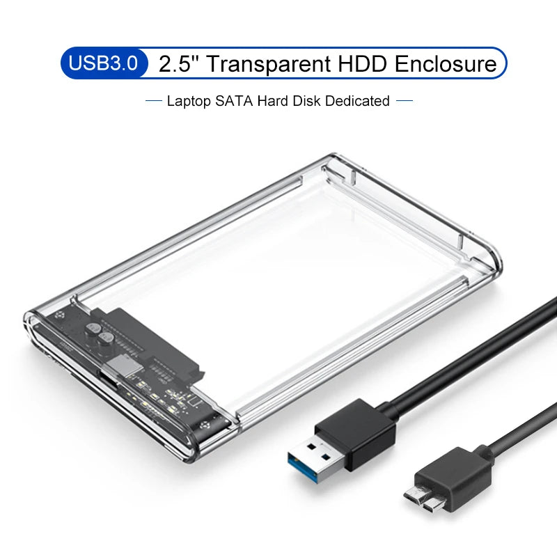 USB3 0 Microb Transparent External Storage Case SATA 5Gbps HDD SSD Zpaxo