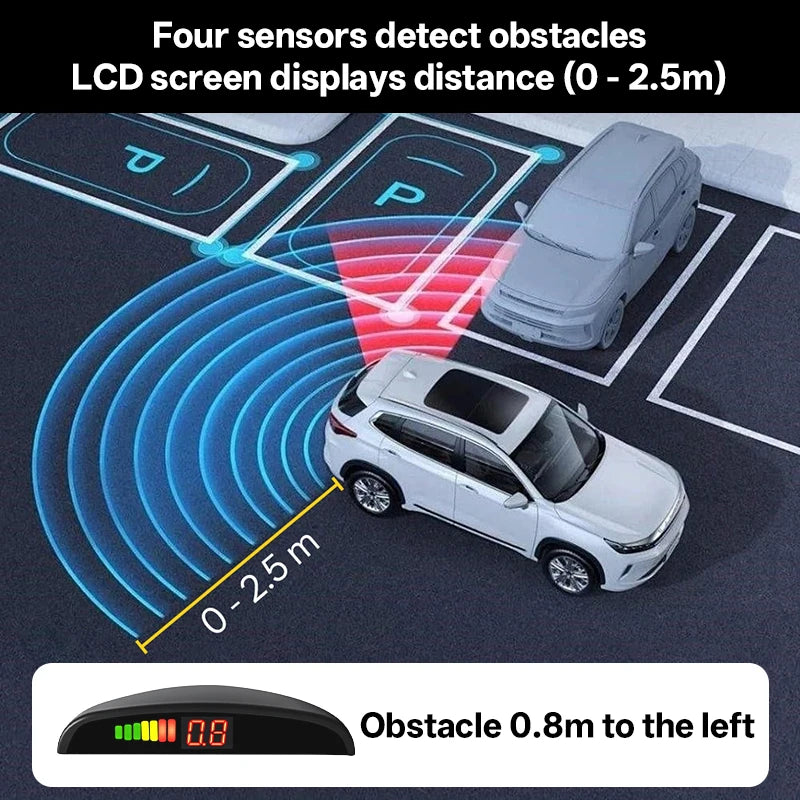 Hippcron Parking Sensors Car Reverse Display 4 Backward Sensor Sound