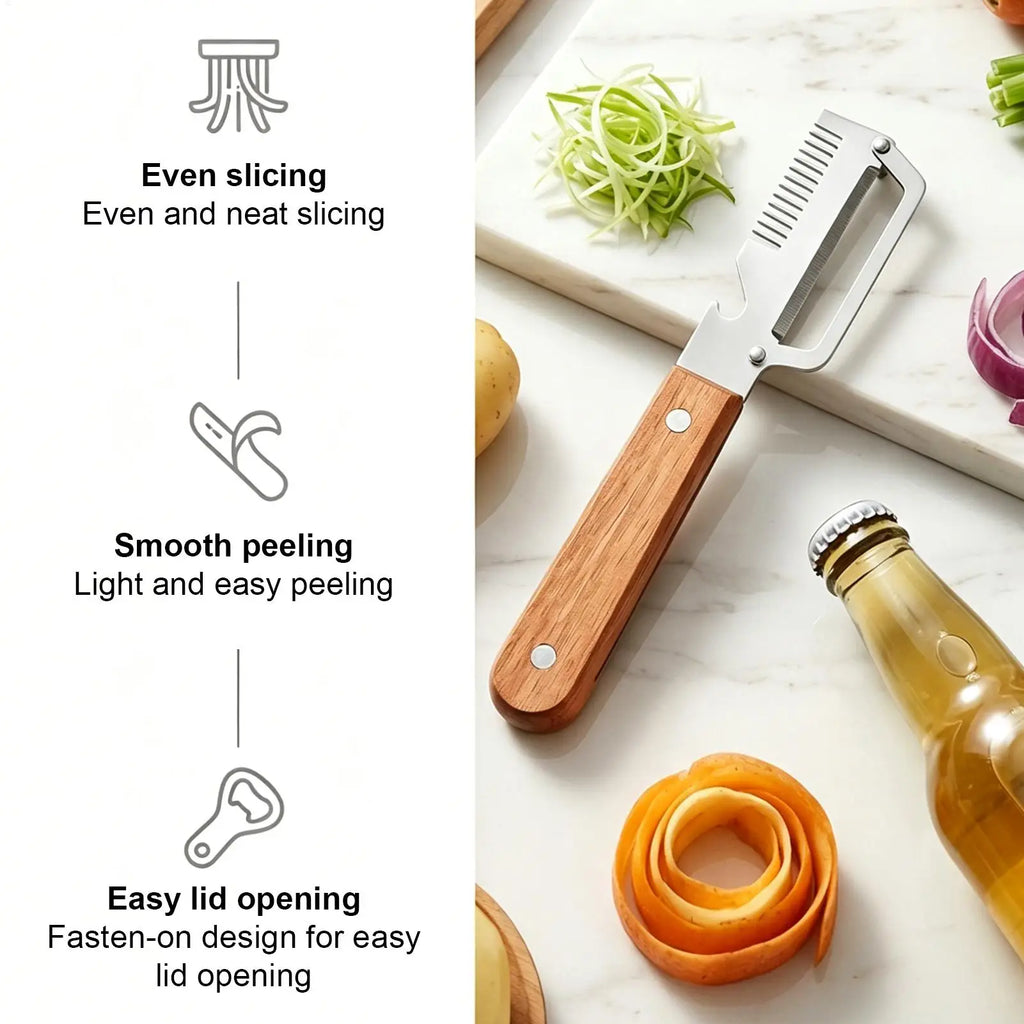 Vegetable Peelers 2Pcs Stainless steel peeler with wooden handle for peeling and slicing fruits and vegetables Peeler tools Zpaxo