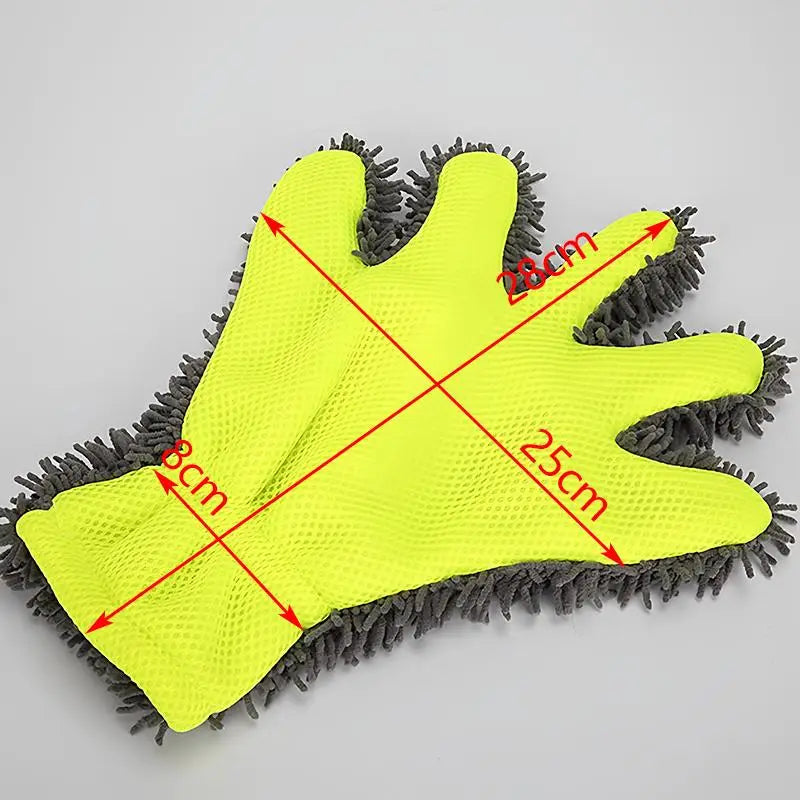 Microfiber Car Wash Gloves – Chenille Coral Velvet Cleaning Mitt