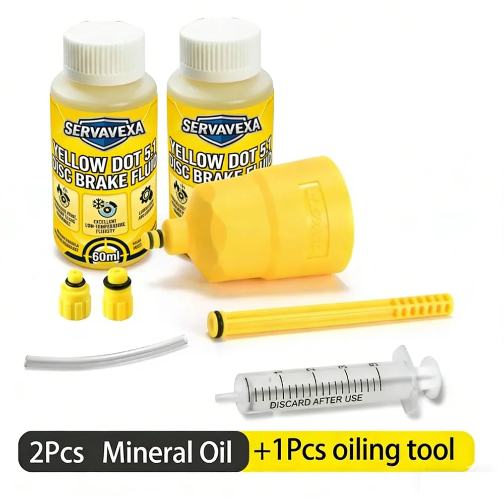 Hydraulic Bike Brake Bleed Kit + 60ml DOT 5.1 & Mineral Brake Oil Fluid, Disc Brake Maintenance Syringe Funnel Tool Set Zpaxo Includes 2 bottles