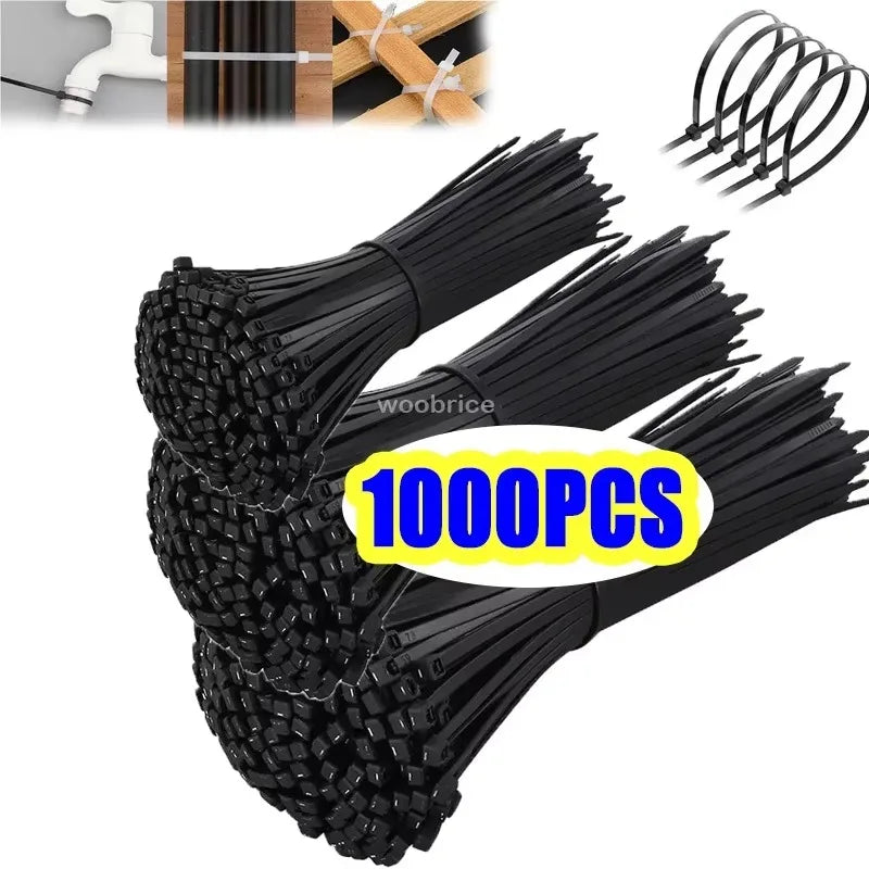 100-1000Pcs Wholesale Plastic Nylon CableTies Self-locking Cord Straps Adjustable Cables Fastening Loop Home Office Wire Zip Tie Zpaxo
