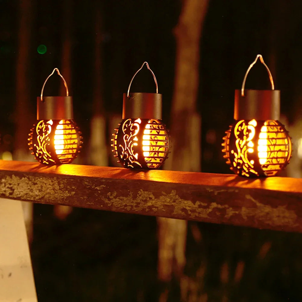 1- LED Solar Decorative Light Waterproof Hollow Ball Outdoor Flame Zpaxo