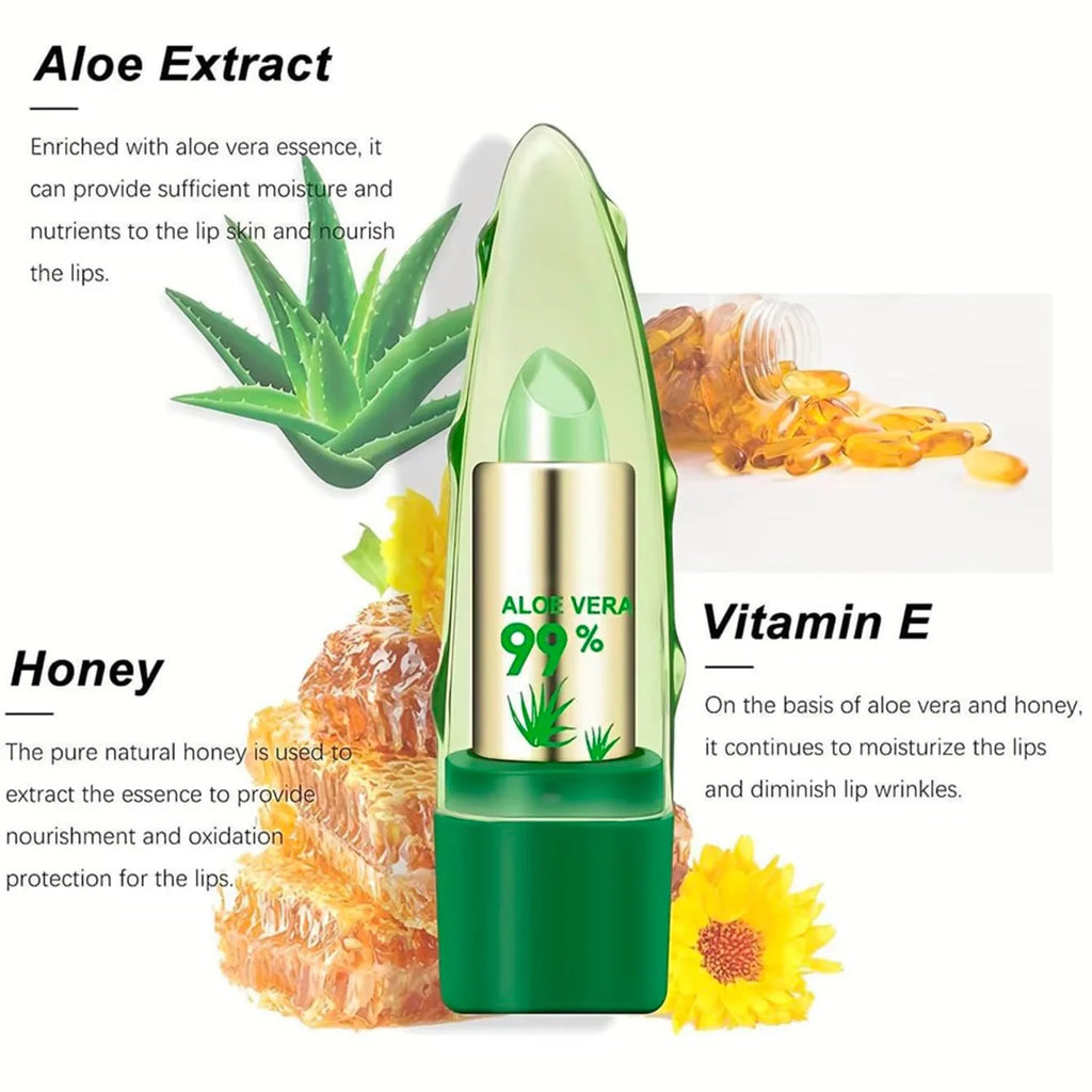 Moisture Lip Balm Aloe Vera Natural Lipbalm - Temperature Changed Color Lipstick Long Lasting Nourish Lips Care Makeup Zpaxo