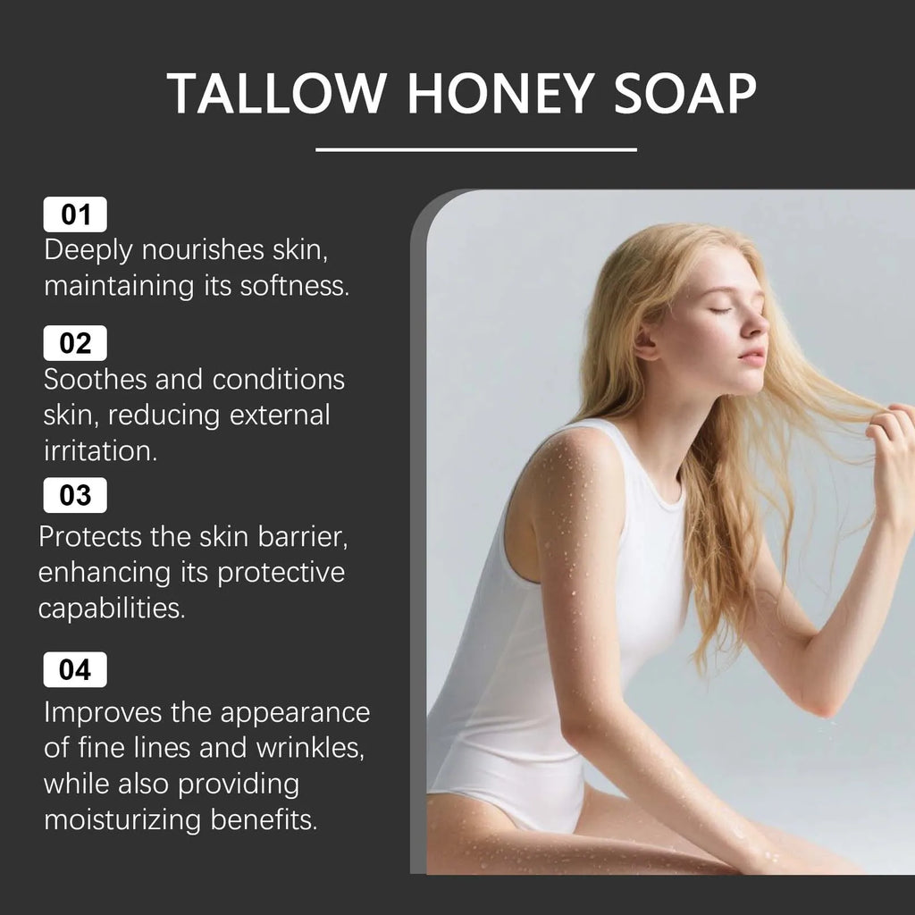 Hoygi Tallow & Honey Soap Bar – Face & Body Moisturizing Cleanser Facial Bar Soap Zpaxo