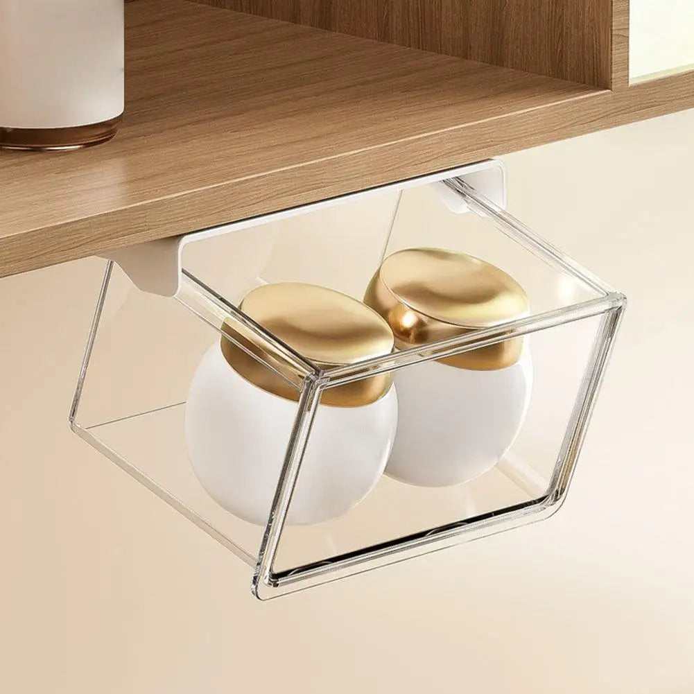 Self-Adhesive Under-Desk Drawer Storage Box | S/M/L Transparent Desk Drawer Organizer Zpaxo
