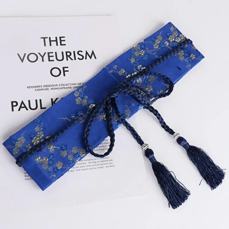Vintage Floral Embroidered Wrap Belt – Bow Tie & Tassels