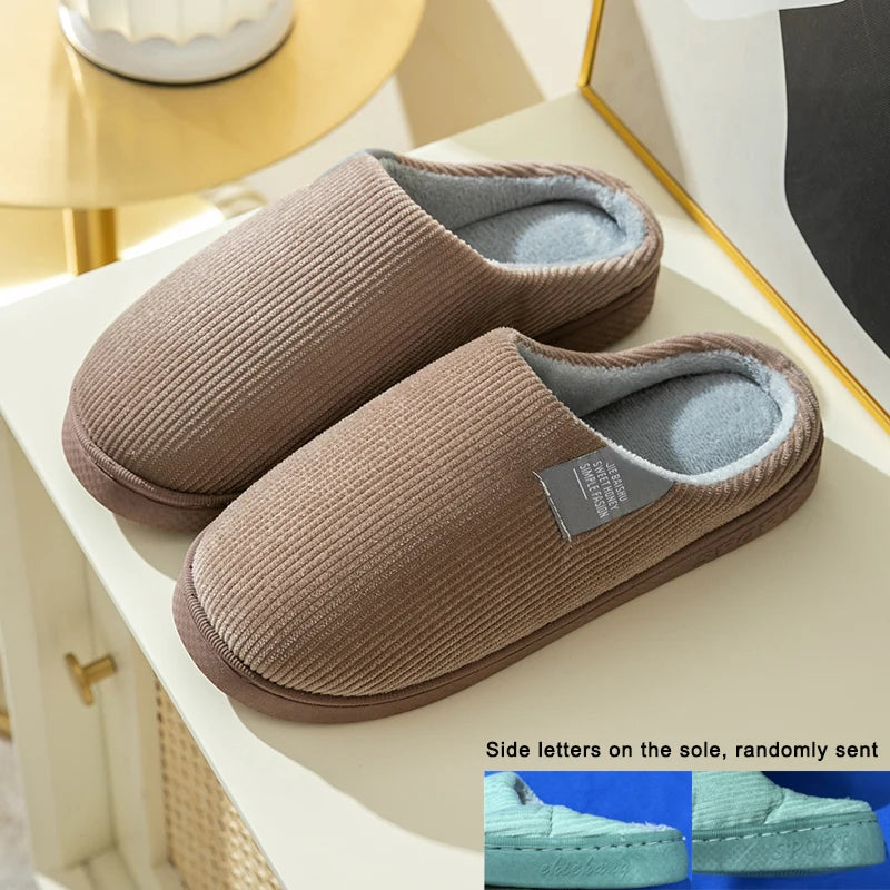 Winter Warm Fur Slippers Men Women Couples House Non-slip Soft Shoes