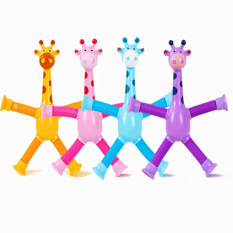 4 Suction Cup Telescopic Giraffe Robot Toys Stress-relieving Fun