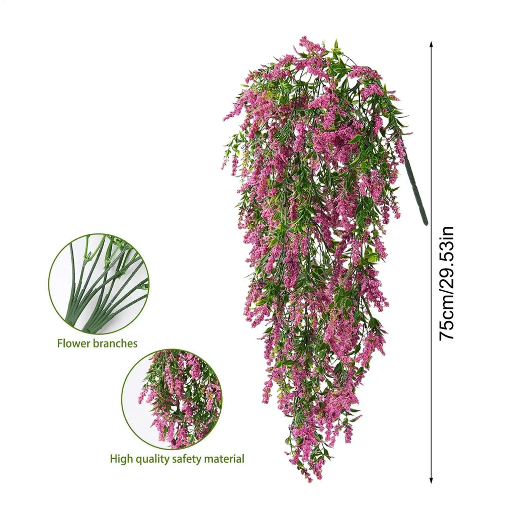 Balcony Faux Flowers 2-Pieces Decorative Hangable Trailing Vines