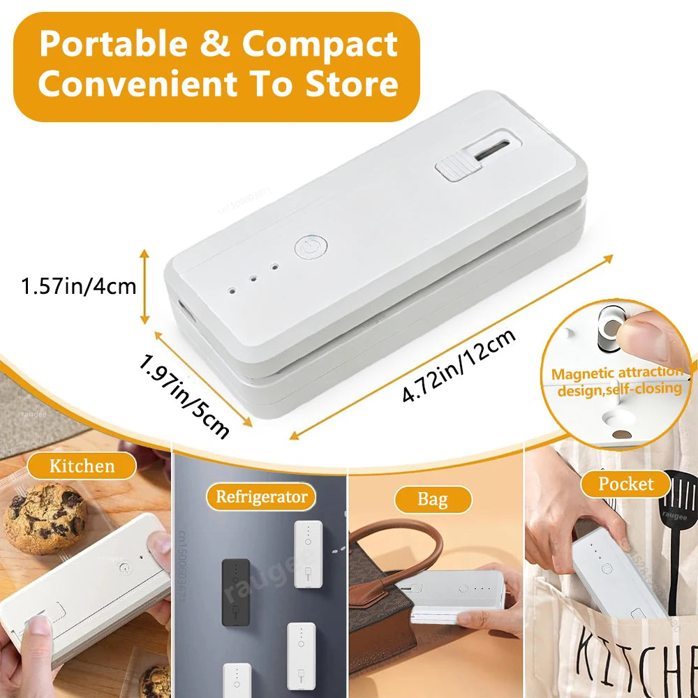 Plastic Bag Sealer Mini Heat Sealing Machine Rechargeable Food