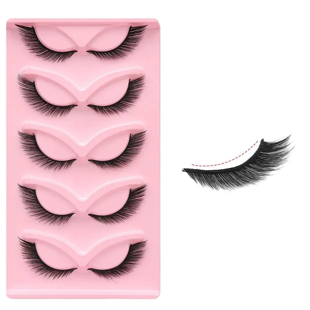 5Pairs Soft Natural Lashes Faux Mink Wispy Mink Eyelashes Extension Makeup Winged Fluffy Thick Lashes Cat Eye False Lashes Zpaxo E