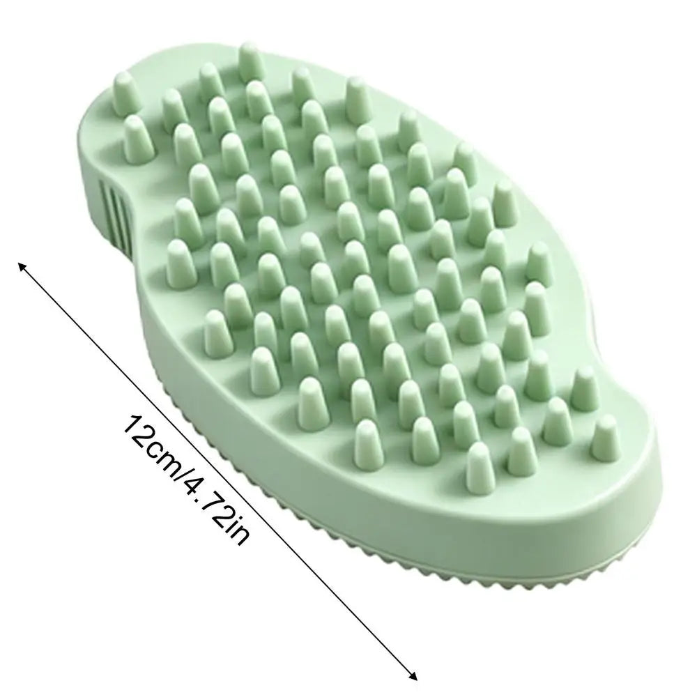 Double-Sided Rubber Pet Bath Brush – Cat & Dog Grooming Comb Pet Grooming Brush Zpaxo Green