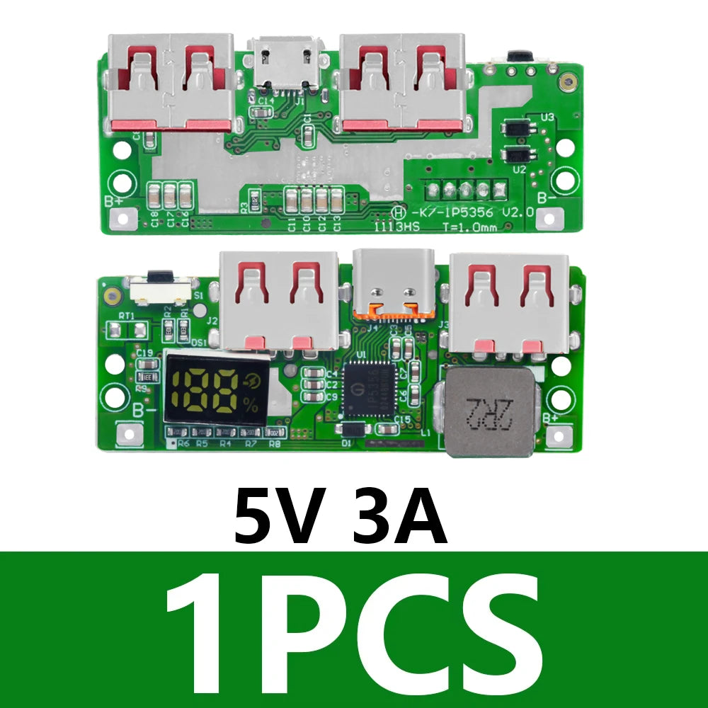 5V 2 4A Dual USB-A Power Bank Module Micro USB Type-c Input 18650 Zpaxo 5V 3A