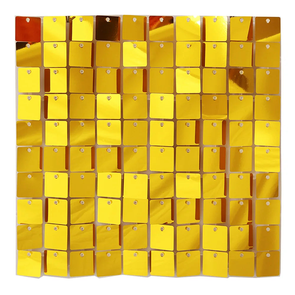 Colorful Glitter Square Shimmer Wall Backdrop Sequin Shiny Panels Zpaxo Gold 24 Pieces(30x30cm)