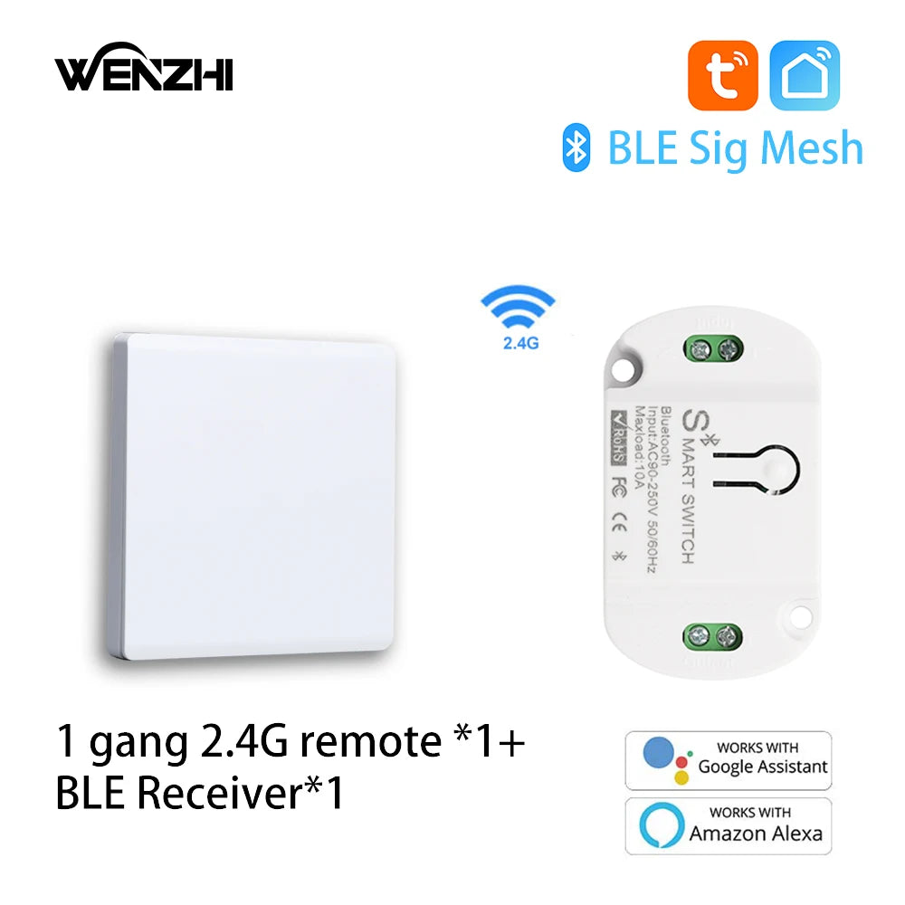 BLuetooth/BLE Switch Module Relay For Light LAMP On/Off 2.4G Wireless Remote Control Tuya Smart Life Timer DIY Home Automation Zpaxo 1Gang1 receiver1 China Mainland
