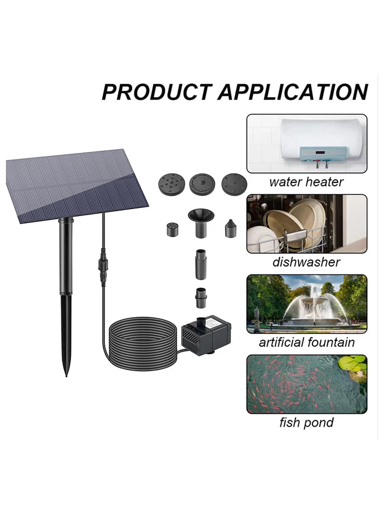 5W 5V Fountain Panel Pump Garden Decoration Stake Solar Power Water