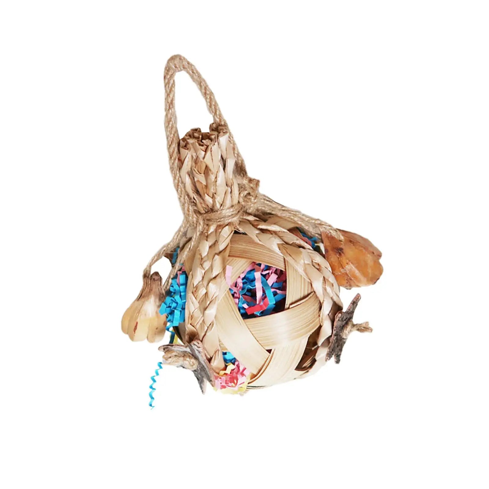 Bird Chewing Toy Chew Toy Ball Cage Bite Hanging Colorful Large Parrot Toys for Lovebird Cockatiels Conures Finches Parakeets Zpaxo Style A