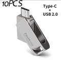 Zsuit OTG USB 2.0 Type-C Flash Pen Drive Memory Stick Usb Flash Disk 64GB 128G 2 in1 Pendrive USB U Disk 10Pcs/Lot Free Logo Zpaxo 32 GB Silver