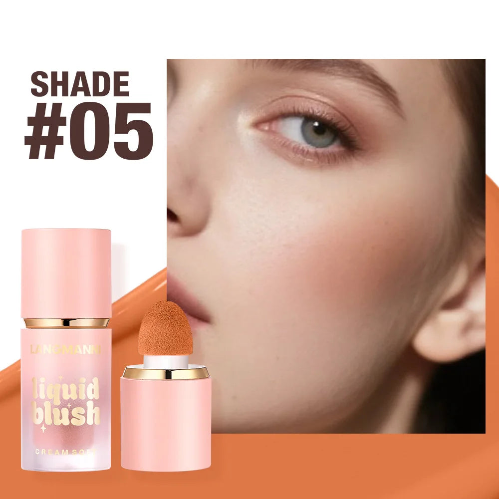 6-Color Matte Liquid Powder Blusher Easy to Apply Durable Waterproof Powder Blusher Sponge Brush Head Zpaxo lmn05 25g