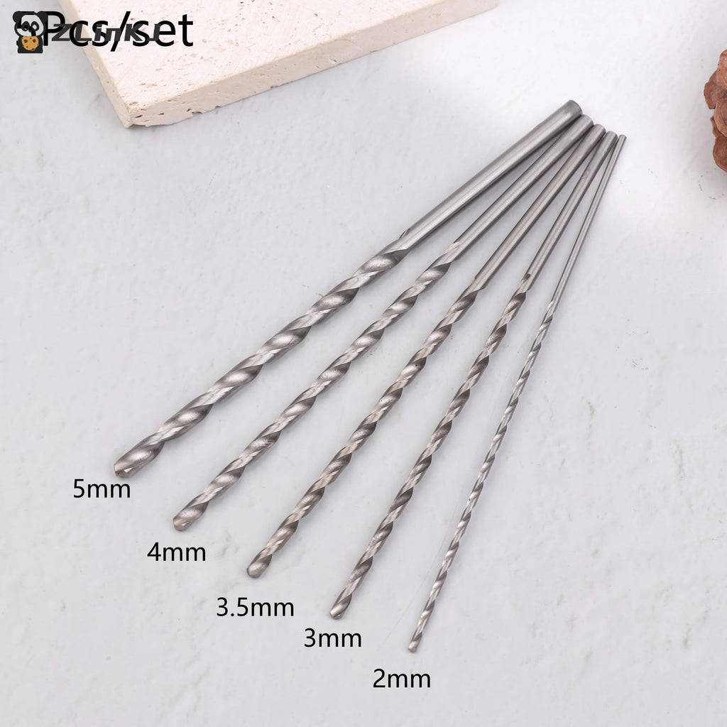 ▶5Pcs 2mm 3mm 3.5mm 4mm 5mm Twist Drill Bit Kit For Wood Plastic Alloy Metal Woodworking Deep Hole Drilling Zpaxo
