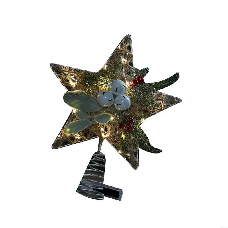 Hollowed Iron Wire Star Tree Ornament Bells Winter Holiday Party