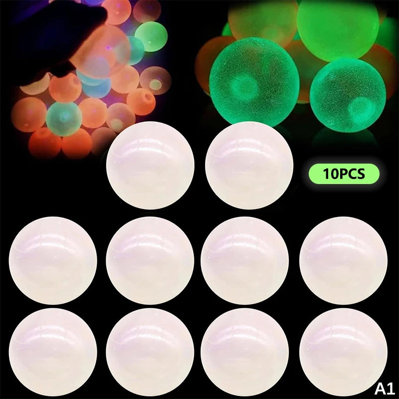 Glow-in-the-Dark Sticky Ceiling Balls 5/10Pcs Sticky Glows Balls Fidget Toys Stress Relief Sensory Toys Wall & Ceiling Decor Zpaxo A1
