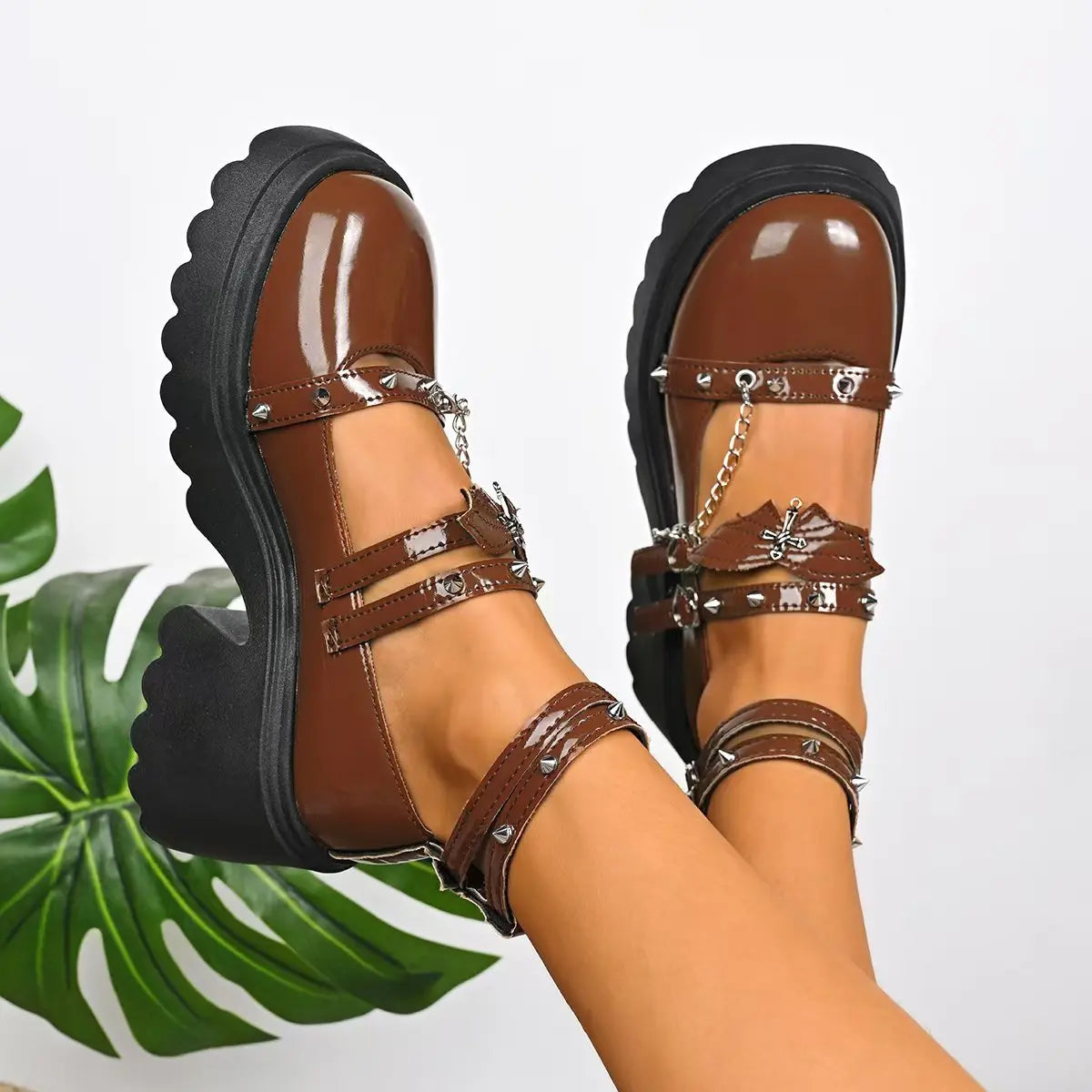 Women Lolita Shoe Platform Wear-resistant High Heels Spring Chunky Mary Jane Shoes Women Round Head Shallow Mouth Sneakers Women Zpaxo
